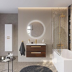 Тумба с раковиной Cezares ECO-CER-N 80 ECO-CER-N-800-2C-SO-NCS-P орех шоколад софт для ванной в интернет-магазине Sanbest