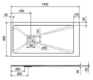 Душевой поддон Excellent Arda 140x90 бежевый купить в интернет-магазине Sanbest