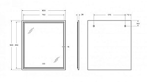 Зеркало Cezares CZR-SPC-INT-800-900-LED-TCH-WARM-TIT титан в ванную от интернет-магазине сантехники Sanbest