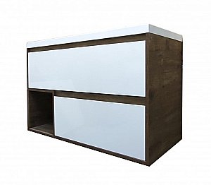 Тумба с раковиной Эстет Monaco Wood 100 подвесная 2 ящика/любой цвет тумбы и раковины под заказ для ванной в интернет-магазине Sanbest
