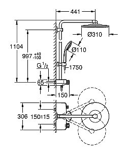 Душевая система Grohe Euphoria SmartControl 310 DUO 26507GL0 холодный рассвет глянец купить в интернет-магазине сантехники Sanbest