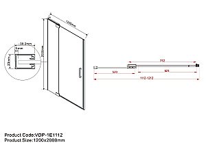 Душевая дверь Vincea Extra VDP-1E1112CLGM 110/120 профиль вороненая сталь/стекло прозрачное купить в интернет-магазине Sanbest
