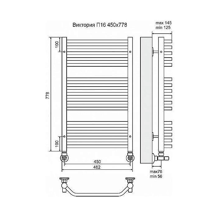 Полотенцесушитель водяной Terminus Виктория П16 450x778 купить в интернет-магазине сантехники Sanbest