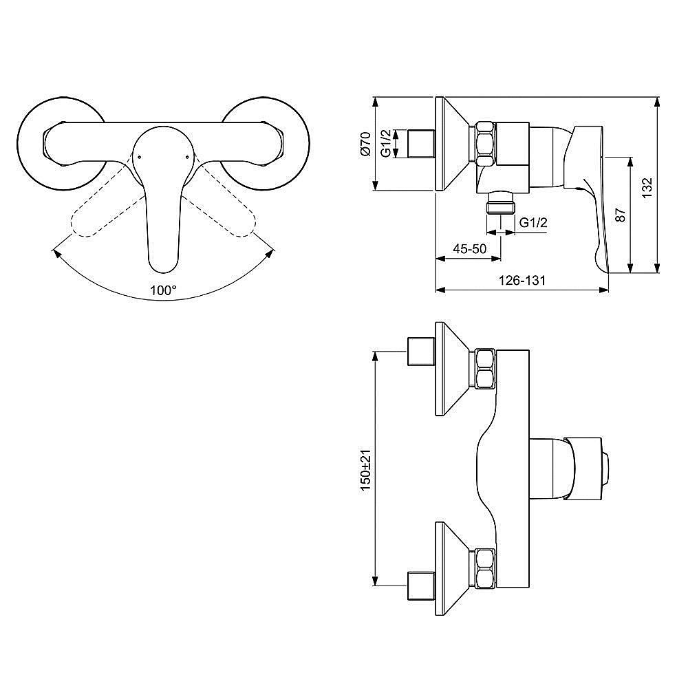 Смеситель для душа Ideal Standard Dot 2.0 BC325AA купить в интернет-магазине сантехники Sanbest