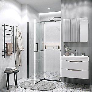 Душевая дверь Grossman Pragma 110 100.K33.03.110.21.00 стекло прозрачное/профиль черный матовый купить в интернет-магазине Sanbest