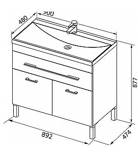Тумба с раковиной Aquanet Верона 90/Нота New 90 напольная с ящиком и 2 дверками белая глянцевая для ванной в интернет-магазине Sanbest