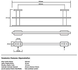 Полотенцедержатель двойной Bemeta Niki 153104052 купить в интернет-магазине сантехники Sanbest