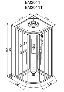 Душевая кабина AvaCan EM Серия EM2011LEDnew 110х110 с подсветкой купить в интернет-магазине Sanbest