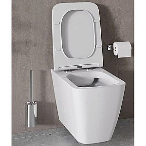 Унитаз подвесной с инсталляцией Agger ATI04100+APB144 белый, с крышкой микролифт, безободковый, с черной матовой кнопкой купить в интернет-магазине Sanbest