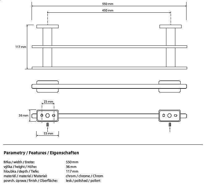 Полотенцедержатель двойной Bemeta Niki 153104052 купить в интернет-магазине сантехники Sanbest