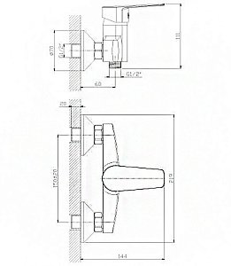 Смеситель для душа Rossinka S S35-41 купить в интернет-магазине сантехники Sanbest