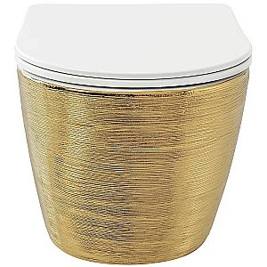 Унитаз подвесной Grossman Color GR-4455GWS безободковый, с крышкой микролифт, золото купить в интернет-магазине Sanbest