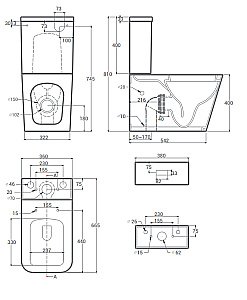 Унитаз напольный Hansmann keramik  KVADRO УНИ0005 безободковый, с крышкой микролифт, с бачком купить в интернет-магазине Sanbest