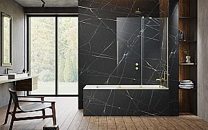 Шторка для ванны Radaway Furo Brushed Gold PND II 180 стекло прозрачное/профиль брашированное золото купить в интернет-магазине Sanbest