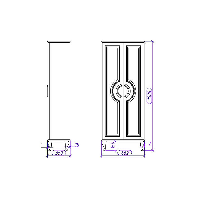 Пенал Caprigo Valletta 35351-SF027 43 бланж для ванной в интернет-магазине сантехники Sanbest