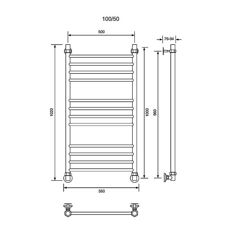Полотенцесушитель водяной Veconi Voga V10050GR графит купить в интернет-магазине сантехники Sanbest