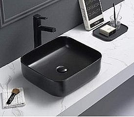Раковина накладная CeramaLux NC 39 2106МВ черная матовая купить в интернет-магазине Sanbest