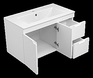 Тумба с раковиной Misty Оптима - 90 П-Опт-01090-011П3Я белая для ванной в интернет-магазине Sanbest