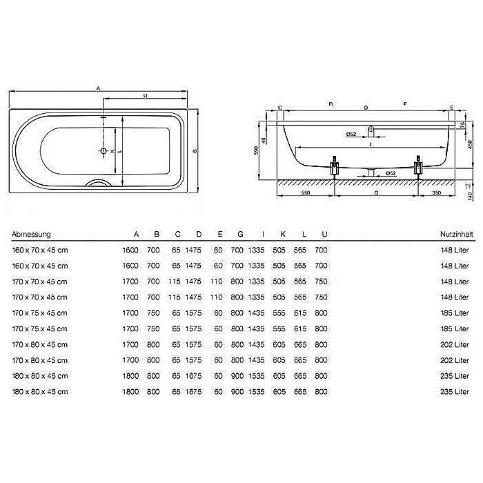 Ванна Bette Ocean 8865-000 170x80 Белый купить в интернет-магазине Sanbest