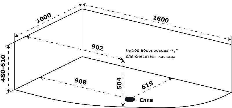 Ванна Azario Mikona 160х100 МИВ0002 белая правая купить в интернет-магазине Sanbest
