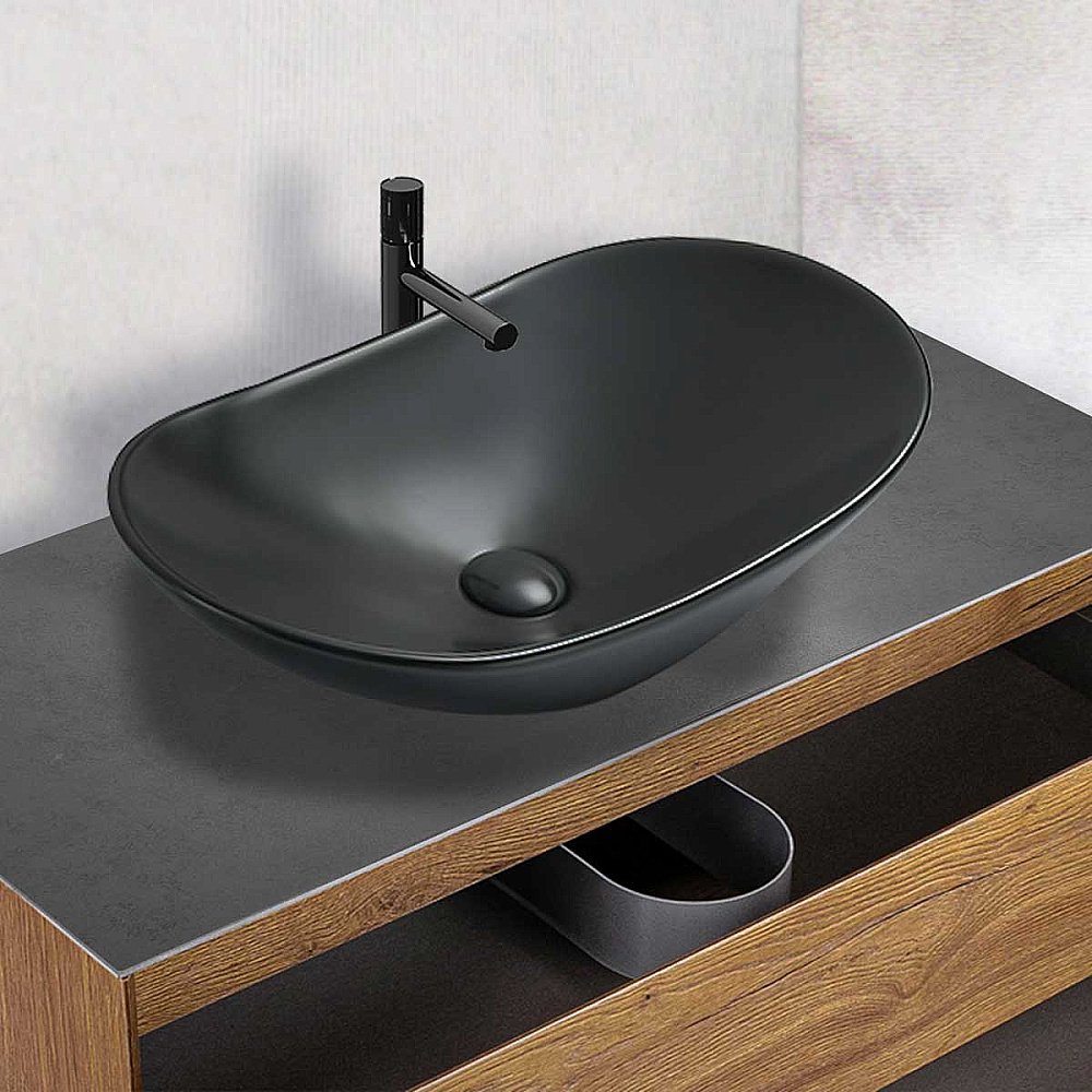 Раковина накладная Vincea 61,5 VBS-508MB черная матовая купить в интернет-магазине Sanbest