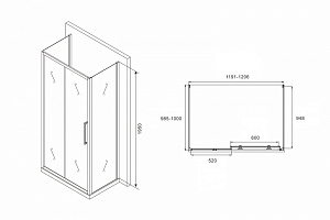 Душевой уголок Abber Schwarzer Diamant AG30120H-S100-S100 120x100 купить в интернет-магазине Sanbest