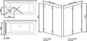 Шторка для ванны Radaway Carena PND 130 стекло прозрачное/профиль хром правая купить в интернет-магазине Sanbest