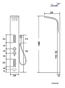 Душевая панель CeruttiSpa Celia BR 10405 нержавеющая сталь матовая купить в интернет-магазине сантехники Sanbest