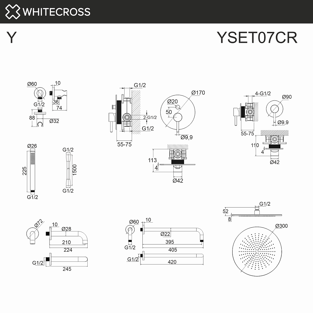 Душевая система WhiteCross Y YSET07CR хром купить в интернет-магазине сантехники Sanbest