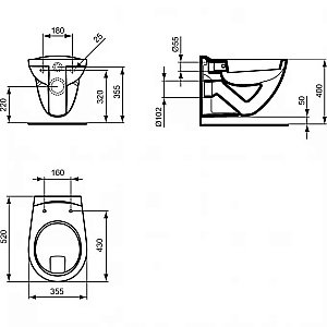 Унитаз подвесной Ideal Standard Eurovit V340301 белый купить в интернет-магазине Sanbest