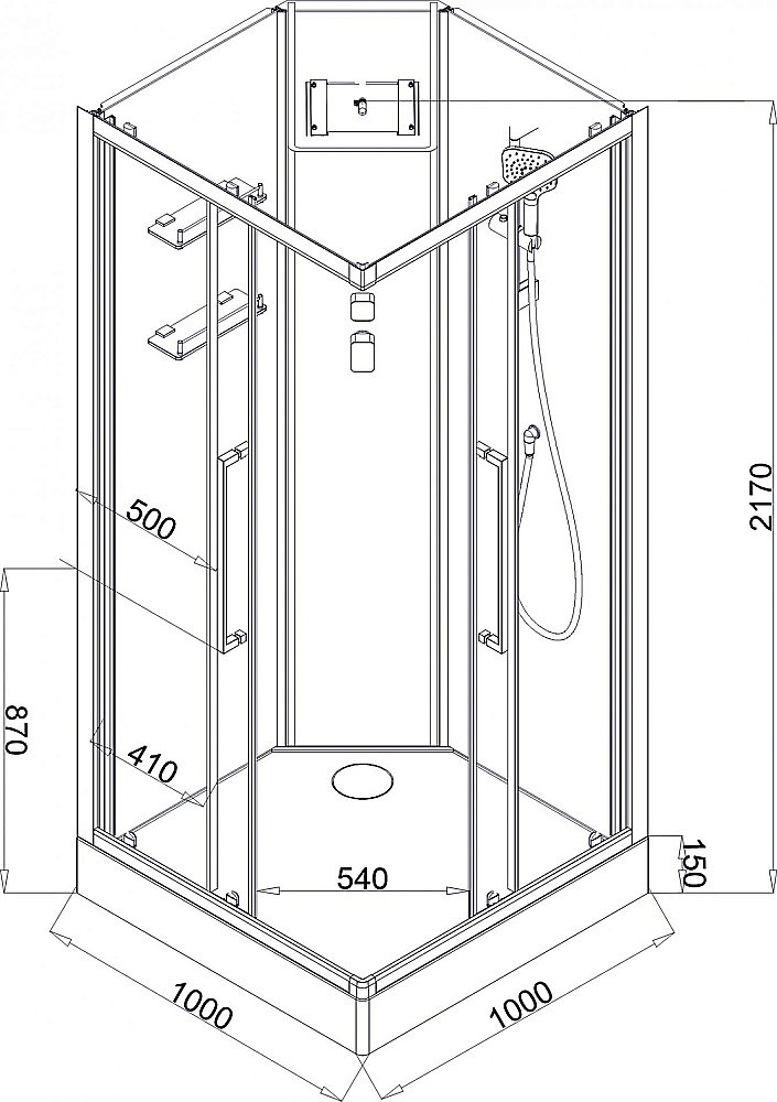 Душевая кабина Acquazzone Quoris 100E 100х100 купить в интернет-магазине Sanbest