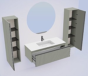 Тумба с раковиной Armadi Art QUATRO 1 100 FUGA LUNA/профиль ANTHRACITE/раковина DAPHNE для ванной в интернет-магазине Sanbest