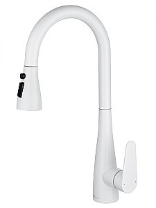 Смеситель для кухни с выдвижным изливом WONZON & WOGHAND, Белый матовый (WW-121E201B-MW) купить в интернет-магазине сантехники Sanbest