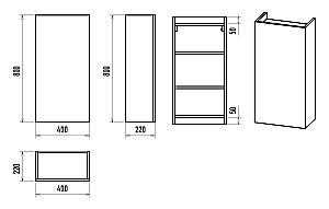 Шкаф подвесной Misty Поло 40 О-Пол08040-014По Антрацит / Дуб Галифакс белый для ванной в интернет-магазине сантехники Sanbest