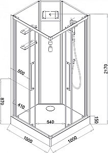 Душевая кабина Acquazzone Quoris 100E 100х100 купить в интернет-магазине Sanbest