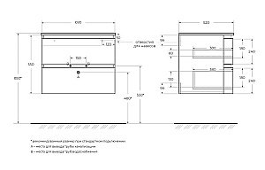 Тумба с раковиной левосторонняя Cezares Vague 104 Bianco lucido для ванной в интернет-магазине Sanbest