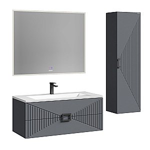 Тумба с раковиной подвесная Grossman ЛУКСОР 100 с 2-я ящ, графит матовая для ванной в интернет-магазине Sanbest