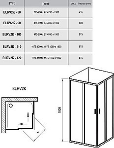 Душевой уголок Ravak Blix BLRV2K 80x80 профиль блестящий/стекло прозрачное купить в интернет-магазине Sanbest