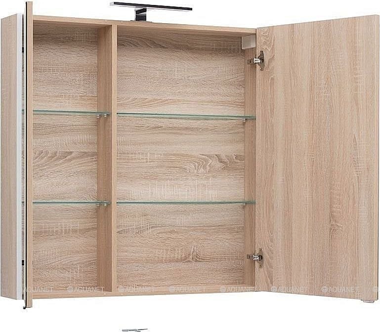 Зеркальный шкаф Aquanet Августа 90 дуб сонома купить в интернет-магазине сантехники Sanbest