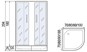 Душевой уголок с поддоном МОНОМАХ ДУ 90/180 МЗ BL 10000012466 90x90стекло прозрачное с рисунком/профиль черный купить в интернет-магазине Sanbest