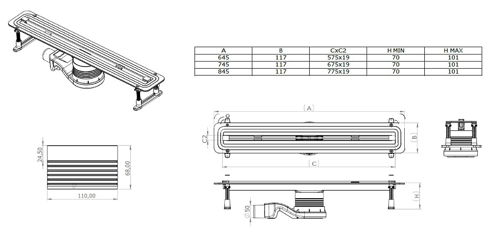 Душевой лоток Allen Brau Liberty 9.50002.SS 80 купить в интернет-магазине Sanbest