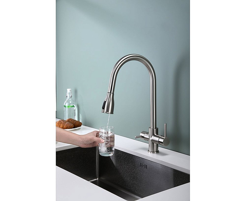 Смеситель для кухни Paulmark Lange La214212-BS брашированная сталь купить в интернет-магазине сантехники Sanbest