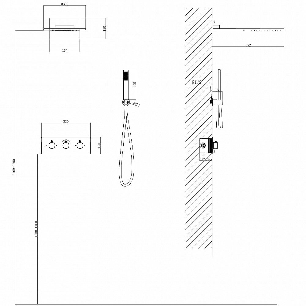 Душевая система ABBER Wasser Kreis AF8151RG розовое золото купить в интернет-магазине сантехники Sanbest