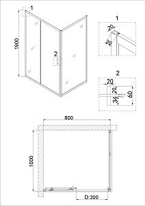 Душевая дверь Niagara Nova NG-82-8AB 80x195 черная купить в интернет-магазине Sanbest