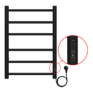 Полотенцесушитель электрический Azario PARMA П6 400х600 AZ10846B черный купить в интернет-магазине сантехники Sanbest