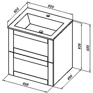 Тумба с раковиной Aquanet Терра 60 313243 маренго для ванной в интернет-магазине Sanbest