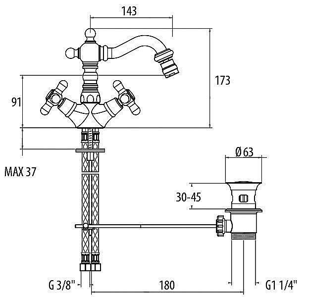Смеситель для биде Gattoni Versilia 1035010D0 купить в интернет-магазине сантехники Sanbest