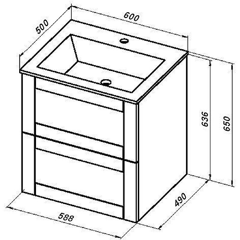 Тумба с раковиной Aquanet Терра 60 313243 маренго для ванной в интернет-магазине Sanbest