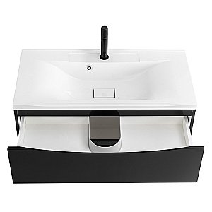 Тумба с раковиной Belbagno MARINO 100 подвесная Nero Lucido для ванной в интернет-магазине Sanbest