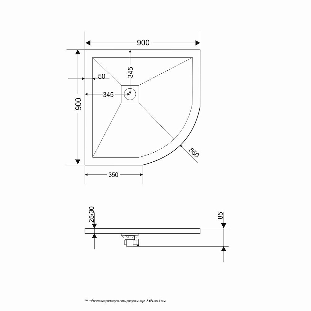 Душевой поддон Grossman STRONG GR-S29090 90x90 серый купить в интернет-магазине Sanbest